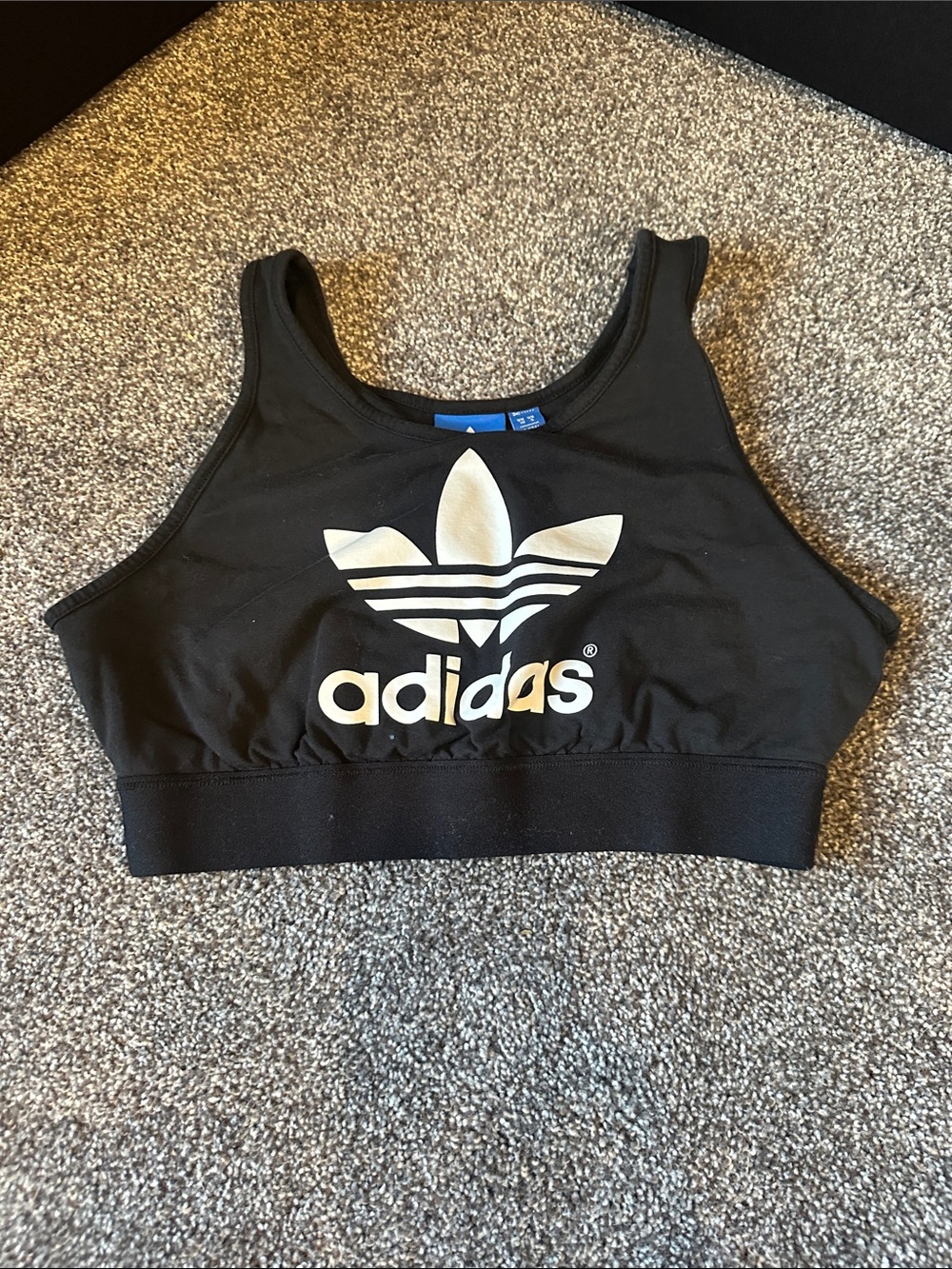 adidas Black Cropped Trefoil Logo Sports Bra Tank